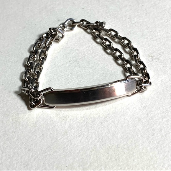 Speidel Other - Vintage Speidel USA Mens Stainless Steel ID Bracelet Double Chain w Extra Links